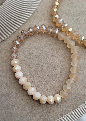 Faceted bead assorted stretch bracelet set-Nude