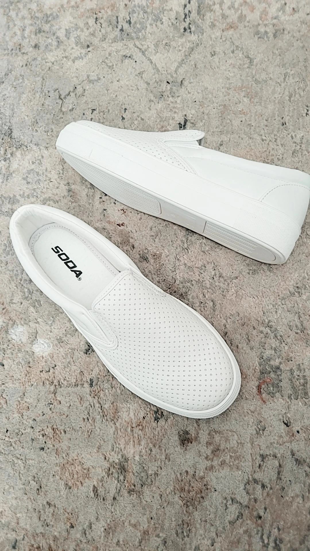 The Victoria Slip On Perforated Platform White Sneakers Mota