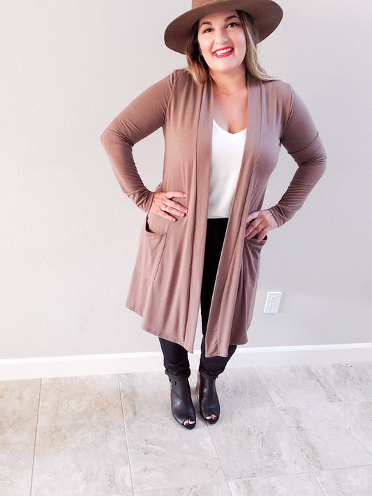 Soft and Stretchy Cardigan in Mocha