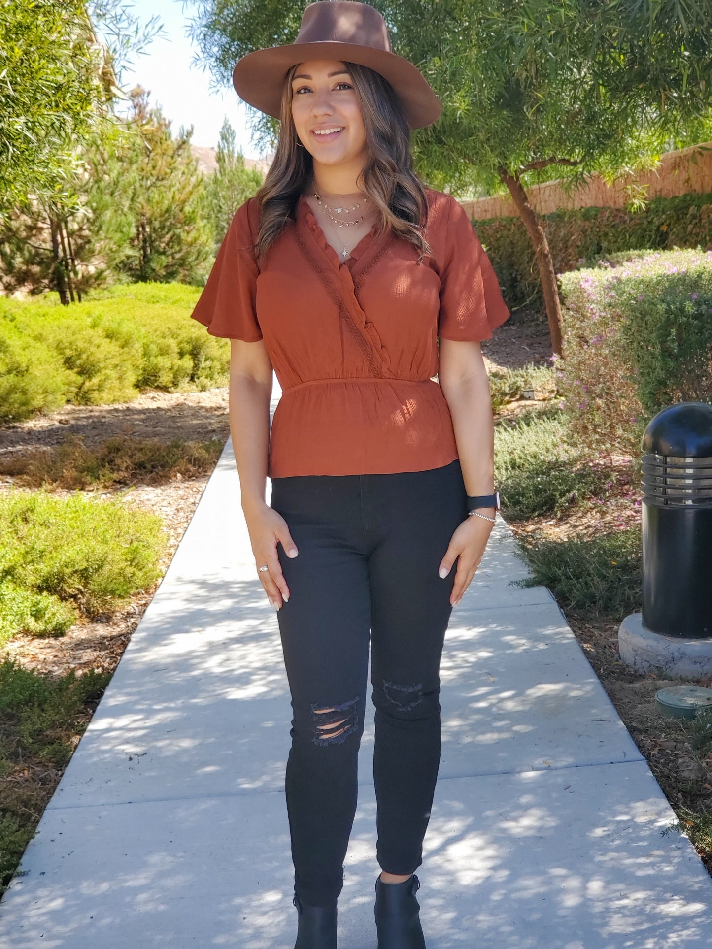 High Rise Black Distressed Knee Jeans