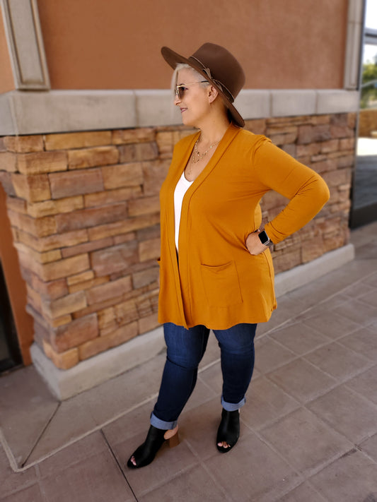 Open Cardigan Mustard