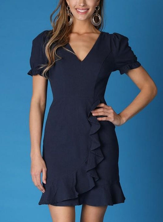 Linen Navy Dress