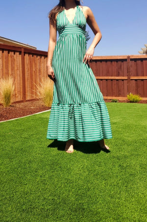 Green Halter Maxi Dress