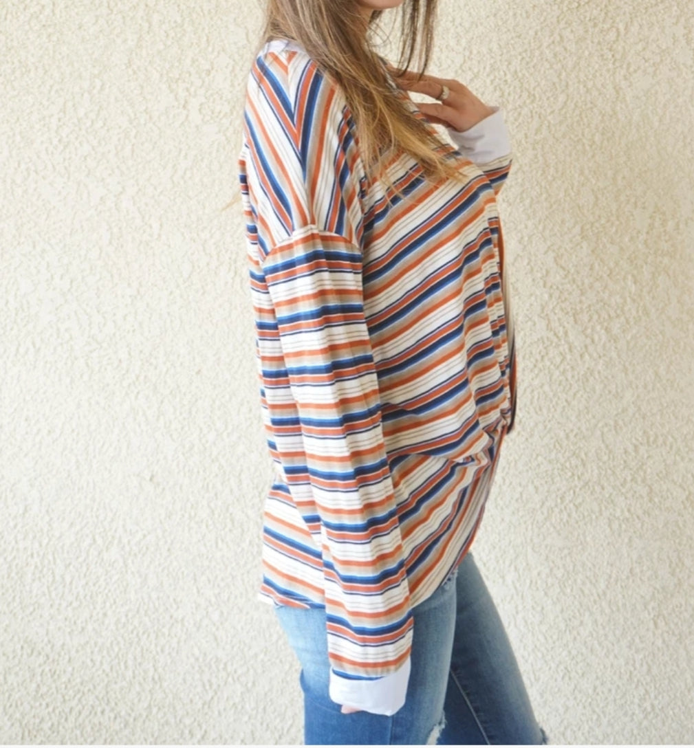 Long Sleeve Multi Striped Top