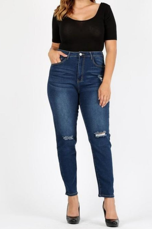 Distressed Knee Dark Wash Sinny Jeans