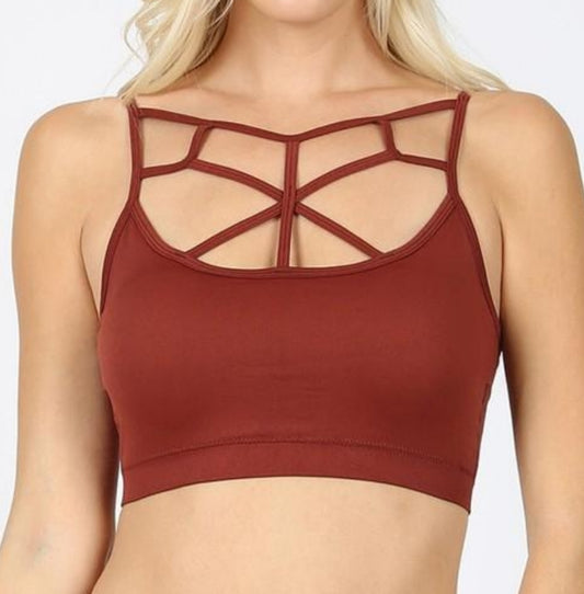 Web Detail Bralette in Rust