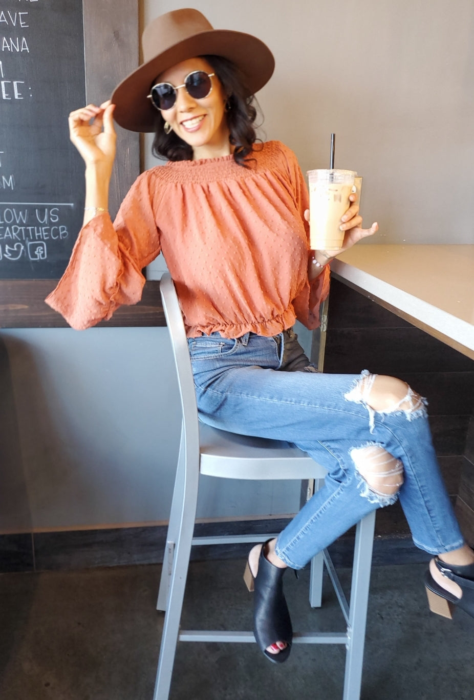 Romance Ruffle Crop Top in Rust