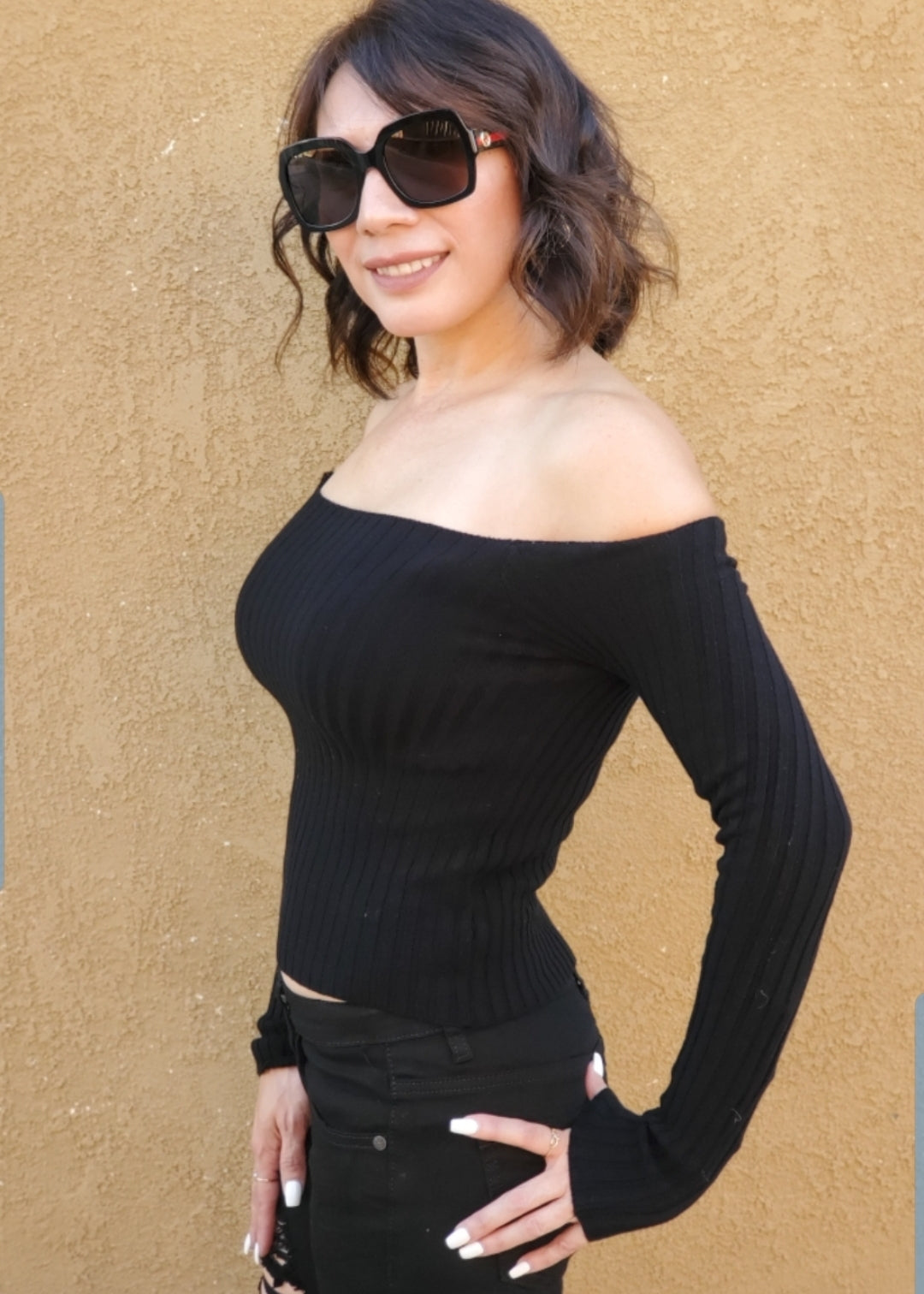 Long Sleeve Ribbed Crop Top