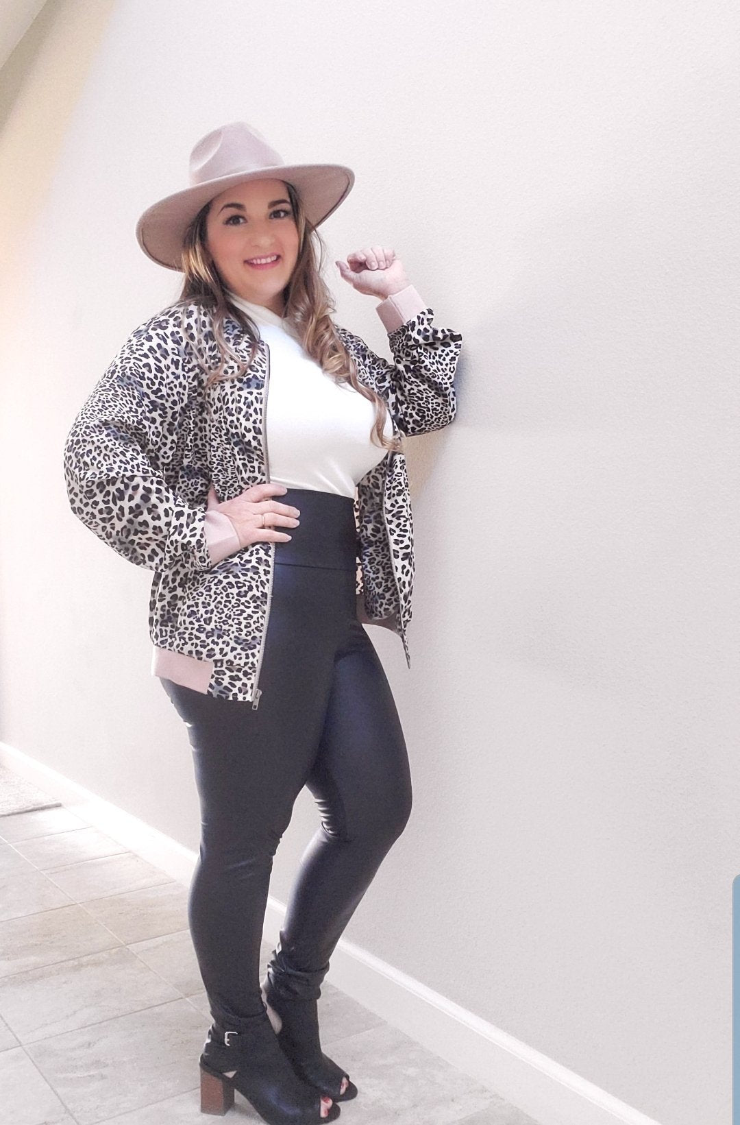 Taupe Leopard Bomber Jacket