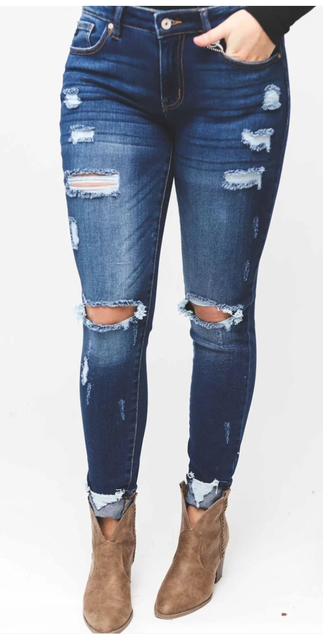 The Sheila Mid Rise Distressed Skinny