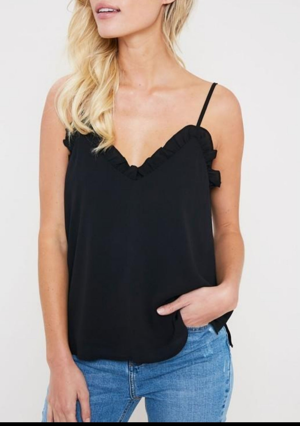 V-Neck Ruffle Camisole Tank Top (S-2XL)