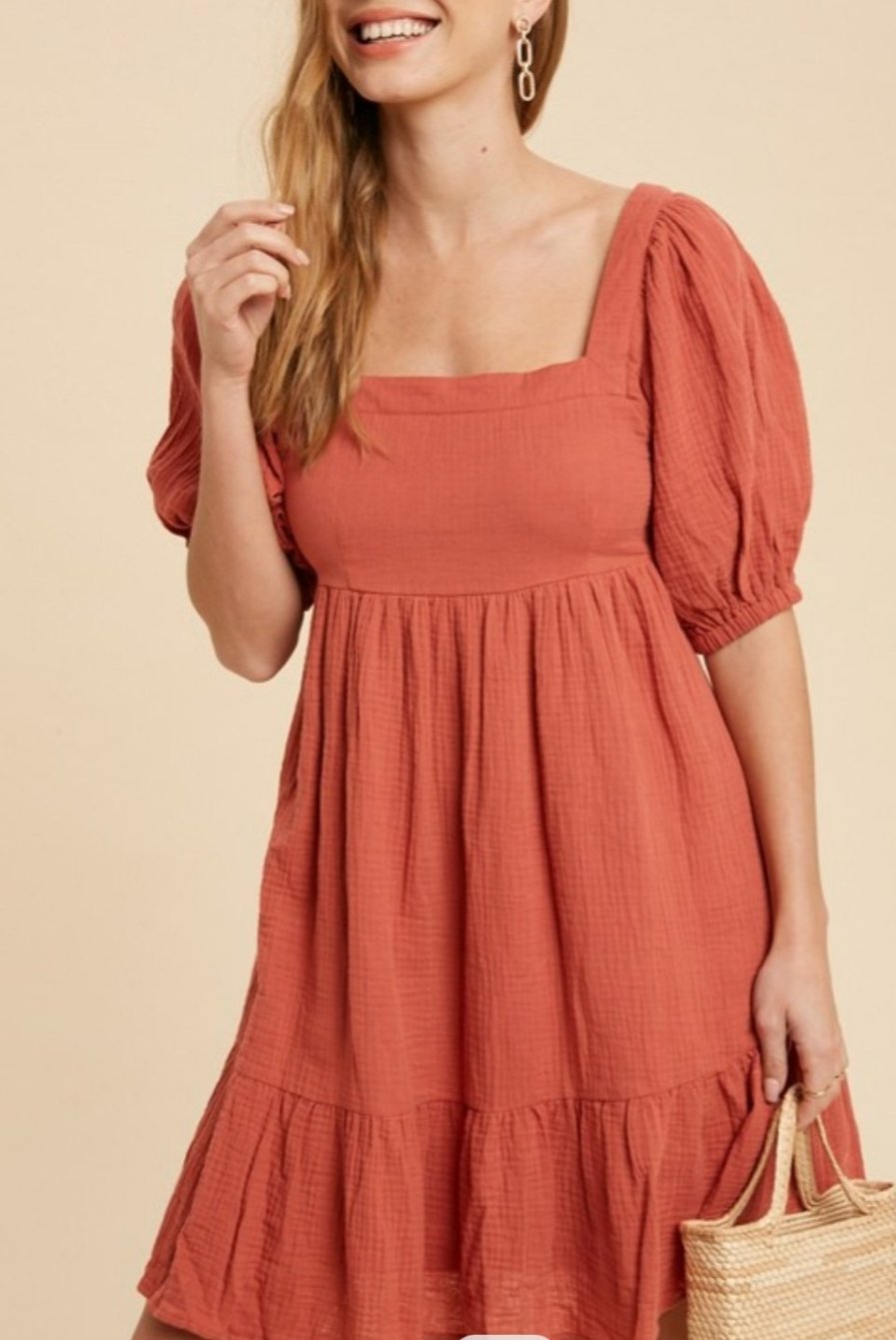 Square Neck Cotton Babydoll Dress