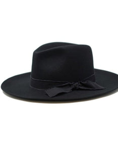Jacqueline Wool Panama Hat-Black