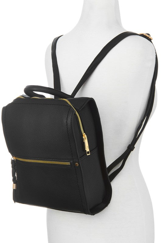 FAUX LEATHER BACKPACK