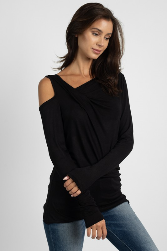 Asymmetric Cut Out Long Sleeve Top S-XL